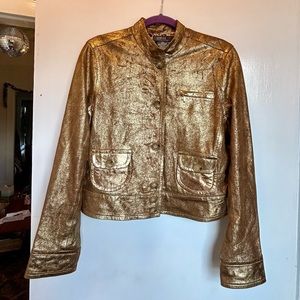 ⚜️ George by Mark Eisen Goat Leather Jacket - Metallic Gold - Size L (12/14)